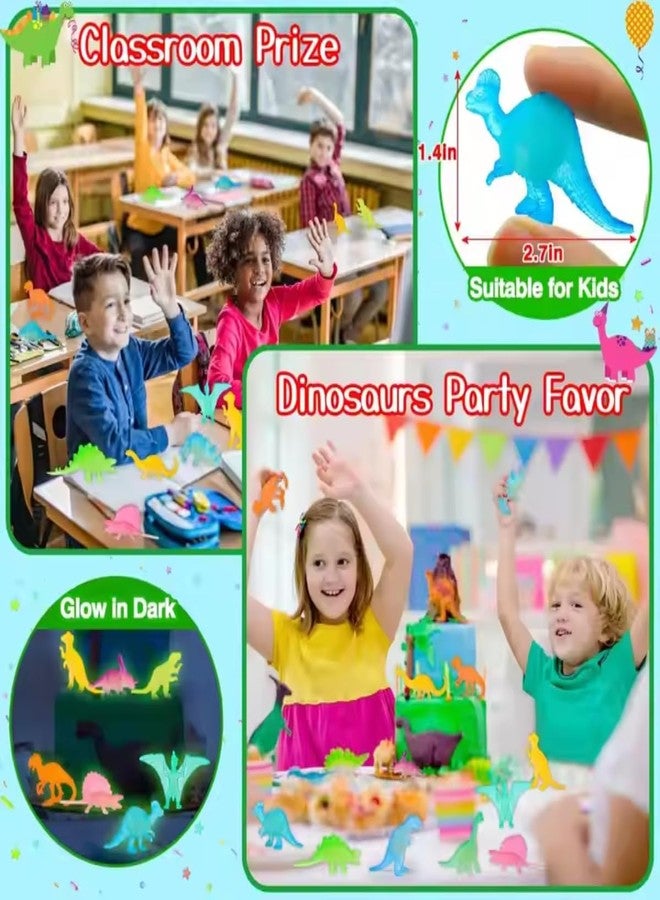 DURAZO Glow in Dark Dinosaur Toys, 11 Pieces Multi-Coloured Set, Party Favours and Classroom Prizes for Kids 3+ Years, Multicolour and Multishape Dino Toys - Image 3